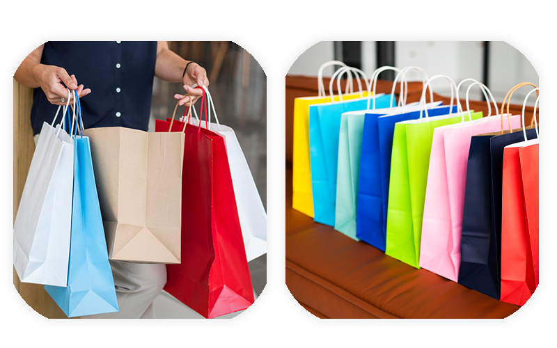 in túi giấy nhiều màu